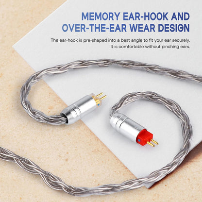 Zonie IEM Cable, 16 Core Silver Plated Earphone Upgraded Cords, 1.25M SPC in Ear Monitor Cable for KZ ZS10 PRO 2 AS10 PRO Tangzu Wan’Er SIMGOT Em6L(Recessed 2Pin, 2.5Mm) (Grey)