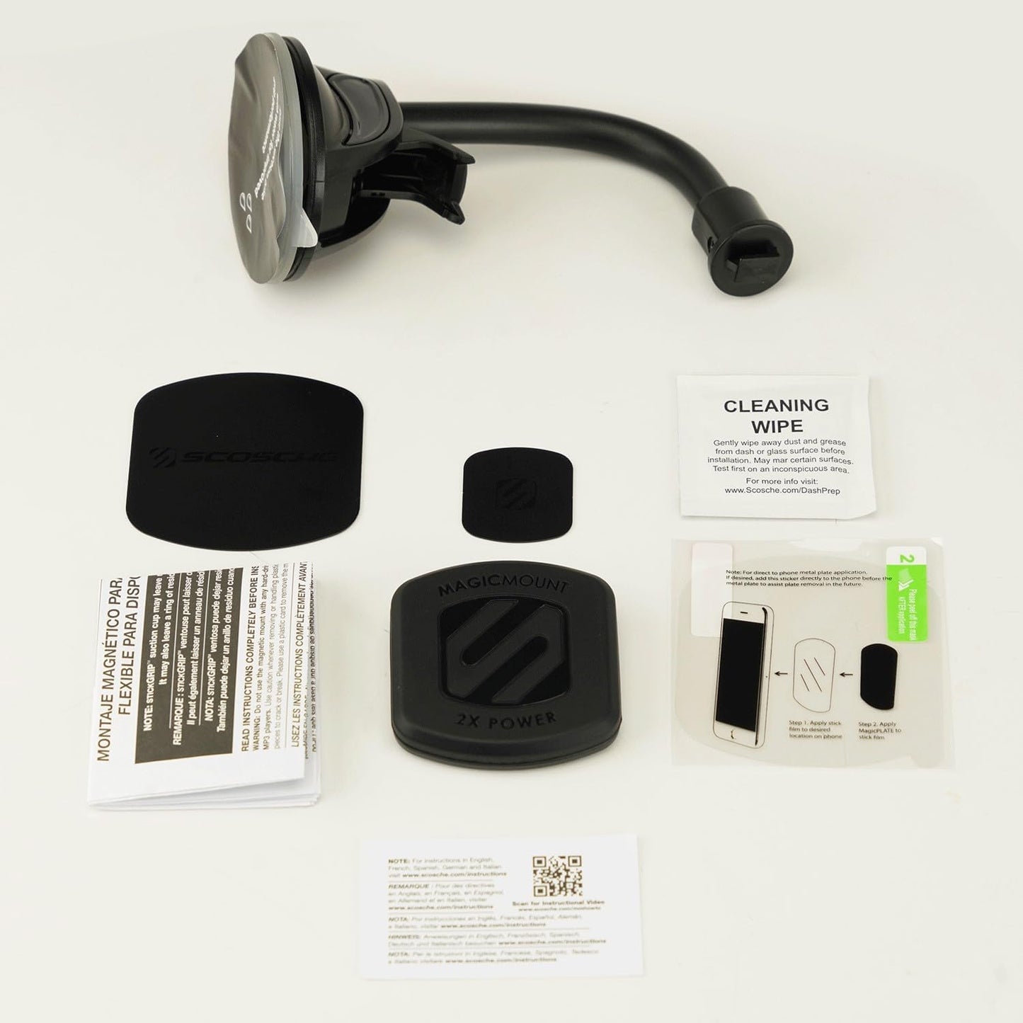 MAGTHD2 Magicmount XL Magnetic Phone Holder Suction Cup Phone Mount for Car Dash, Window or Flat Surface, Adjustable, Stick Grip Base with Magnet, Black