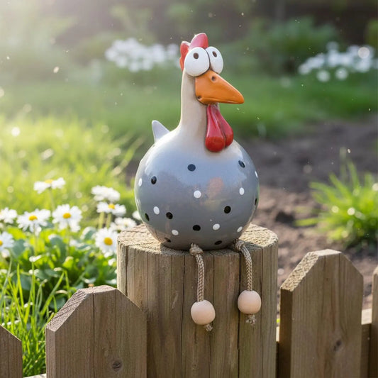 Leg-Dangling Chicken Figurine Playful Design Long-Legged Chicken Decor Hanging Ornament Colorful Handmade Look for Yard, Patio