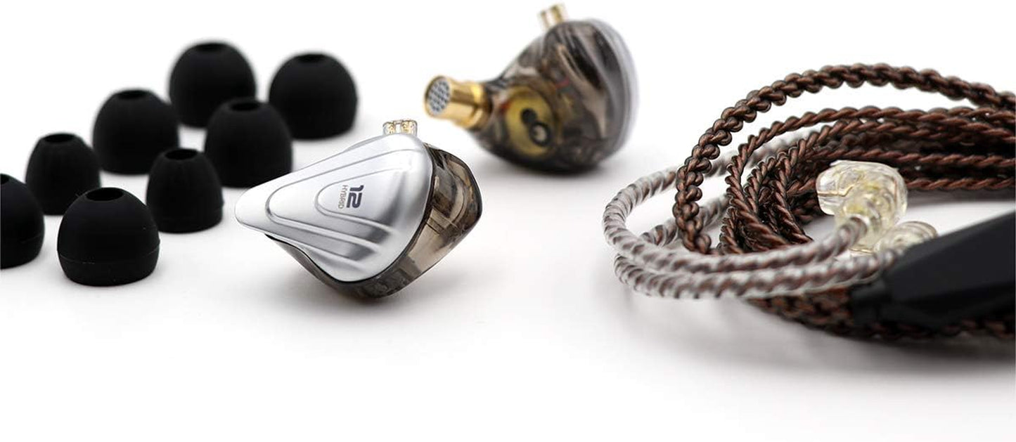 KZ ZSX 5BA+1DD 6 Driver Hybrid In-Ear Hifi Earphones with Zinc Alloy Faceplate, Recessed 2 Pin Detachable Cable for Audiophile Musician (Without Mic, Black)