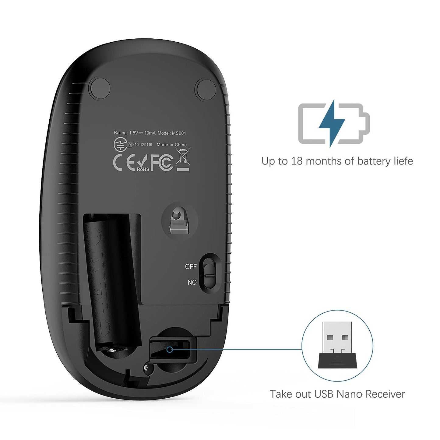 VssoPlor Wireless Mouse - Black & Gold