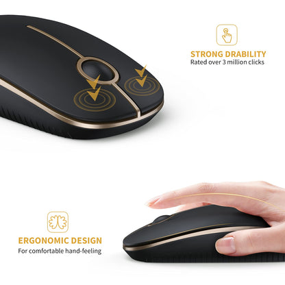 VssoPlor Wireless Mouse - Black & Gold