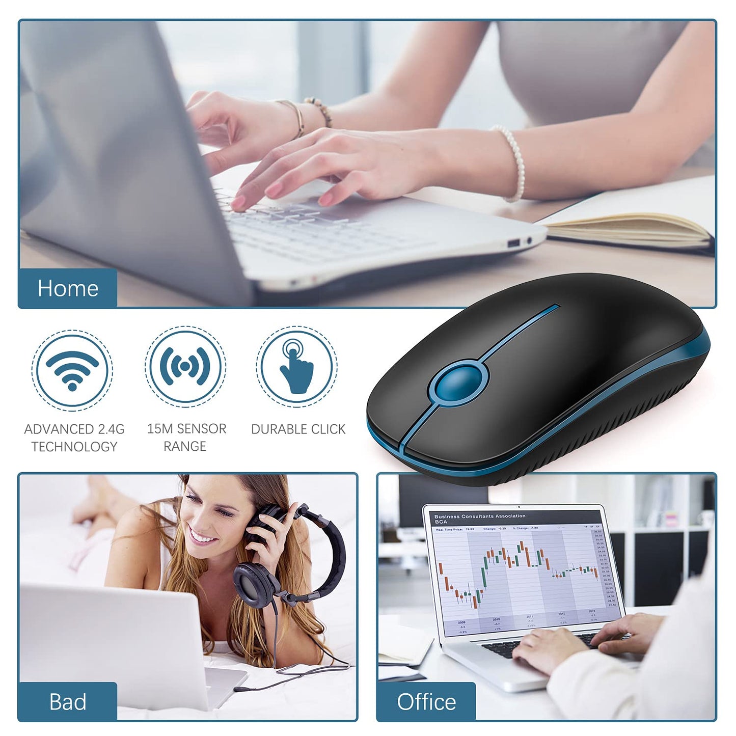 VssoPlor Wireless Mouse - Black & Gold
