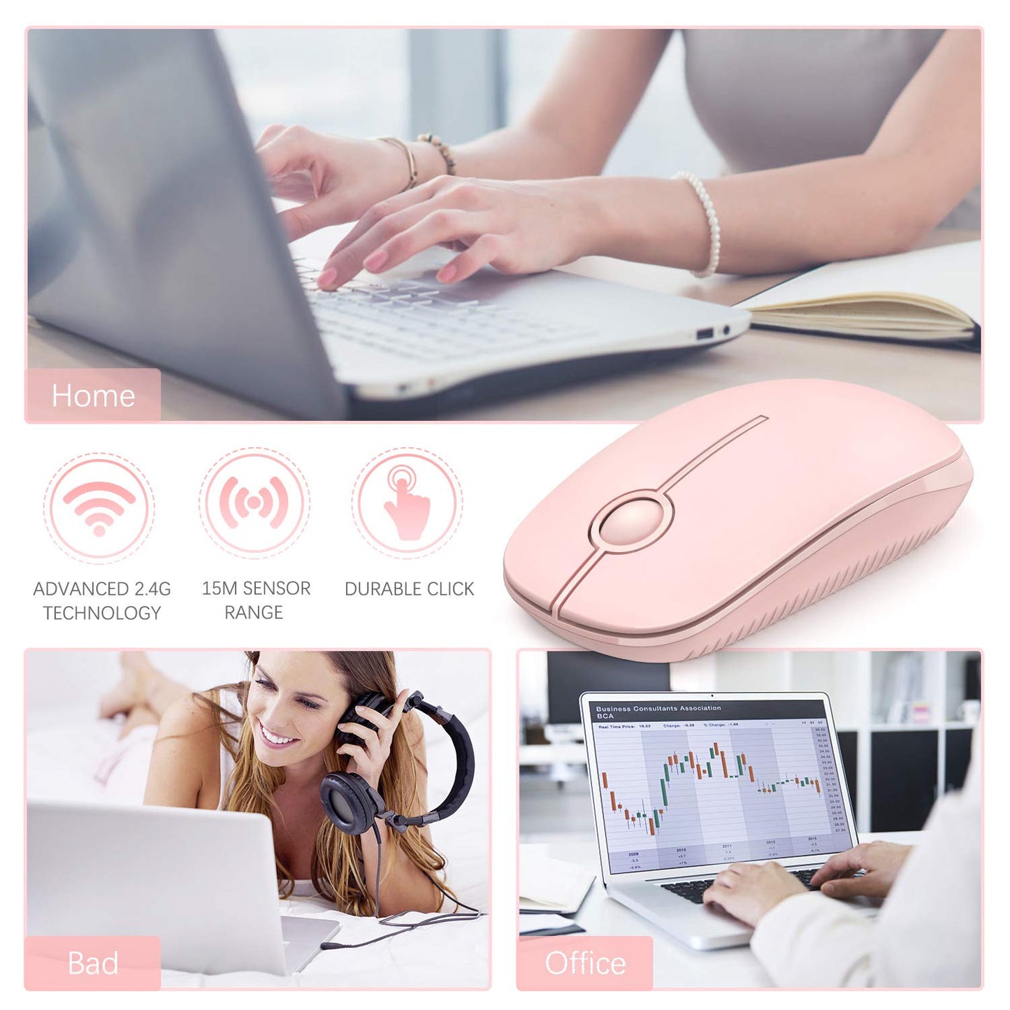 VssoPlor Wireless Mouse - Black & Gold