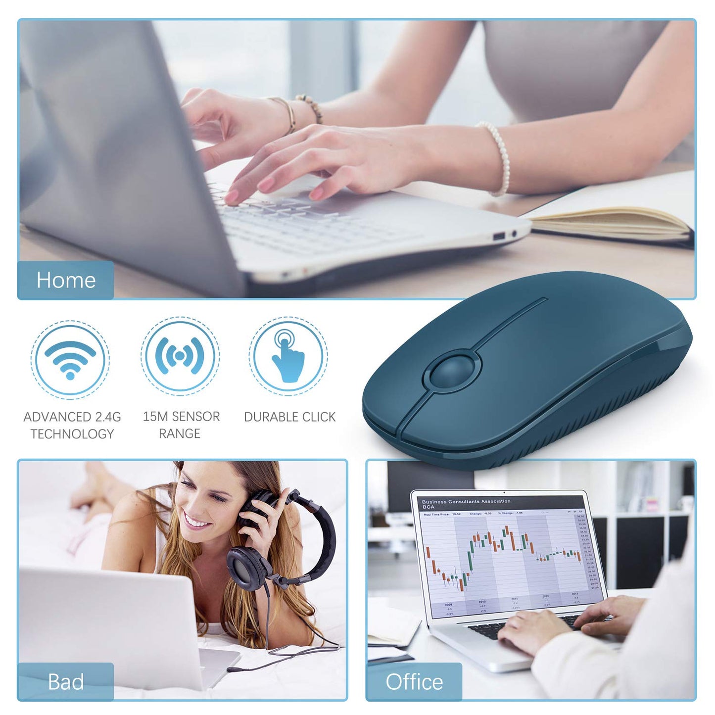 VssoPlor Wireless Mouse - Black & Gold