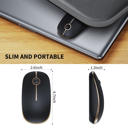 VssoPlor Wireless Mouse - Black & Gold