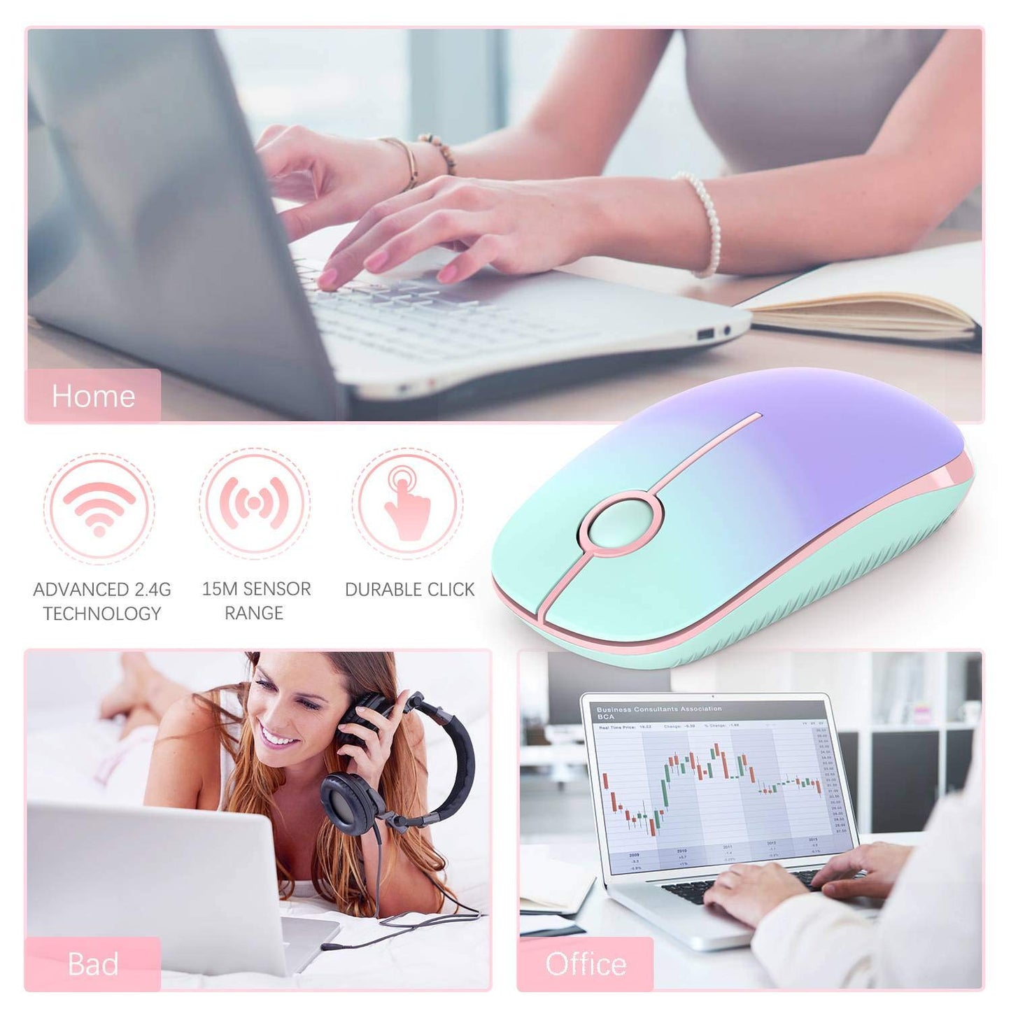 VssoPlor Wireless Mouse - Black & Gold