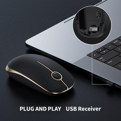 VssoPlor Wireless Mouse - Black & Gold