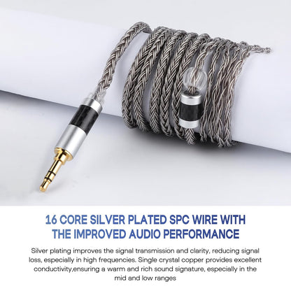 Zonie IEM Cable, 16 Core Silver Plated Earphone Upgraded Cords, 1.25M SPC in Ear Monitor Cable for KZ ZS10 PRO 2 AS10 PRO Tangzu Wan’Er SIMGOT Em6L(Recessed 2Pin, 2.5Mm) (Grey)