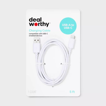 5' USB-A to USB-C Cable - Dealworthy