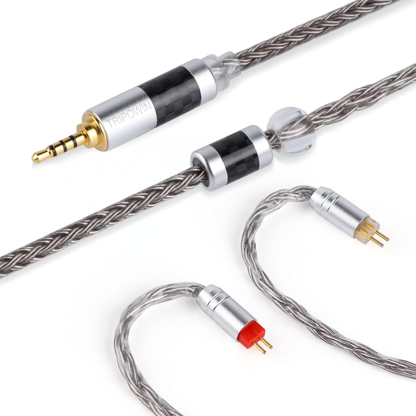 Zonie IEM Cable, 16 Core Silver Plated Earphone Upgraded Cords, 1.25M SPC in Ear Monitor Cable for KZ ZS10 PRO 2 AS10 PRO Tangzu Wan’Er SIMGOT Em6L(Recessed 2Pin, 2.5Mm) (Grey)